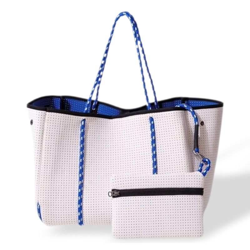 POPUPS Large Neoprene Tote Bag for Women -EverydayDesigner Handbag for Travel Work and Beach with Pocketsand Zipper Pouch