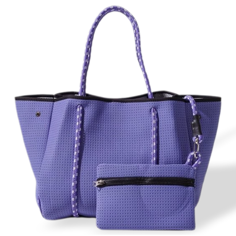 POPUPS Large Neoprene Tote Bag for Women -EverydayDesigner Handbag for Travel Work and Beach with Pocketsand Zipper Pouch